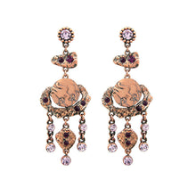 Load image into Gallery viewer, Vintage Earrings with Pink and Purple Austrian Element Crystals