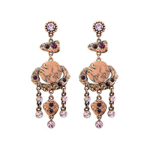 Vintage Earrings with Pink and Purple Austrian Element Crystals