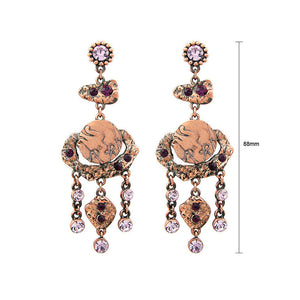 Vintage Earrings with Pink and Purple Austrian Element Crystals