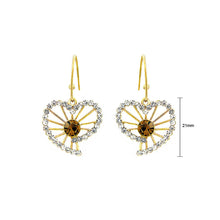 Load image into Gallery viewer, Trendy Heart Earrings with Silver and Yellow Austrian Element Crystals
