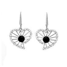 Load image into Gallery viewer, Trendy Heart Earrings with Silver and Black Austrian Element Crystals