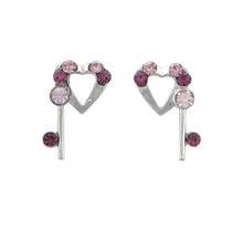 Load image into Gallery viewer, Lovely Heart Earrings with Purple and Pink Austrian Element Crystals