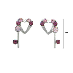 Lovely Heart Earrings with Purple and Pink Austrian Element Crystals
