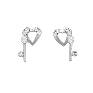 Lovely Heart Earrings with Silver Austrian Element Crystal
