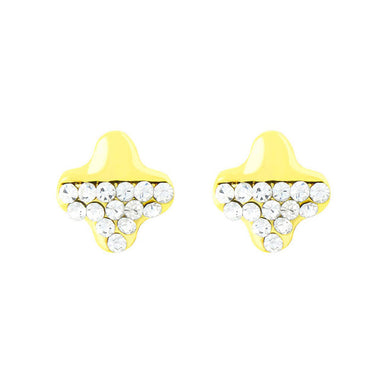 Golden Star Earrings with Silver Austrian Element Crystal