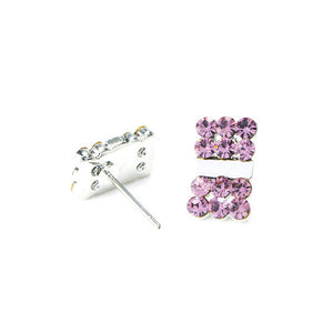 Elegant Ribbon Earrings with Purple Austrian Element Crystal