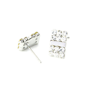 Elegant Ribbon Earrings with Silver Austrian Element Crystal