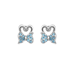 Lovely Ribbon Earrings with Blue Austrian Element Crystal