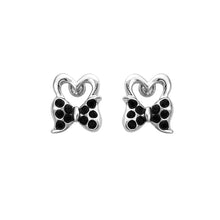 Load image into Gallery viewer, Lovely Ribbon Earrings with Black Austrian Element Crystal