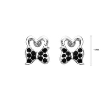 Load image into Gallery viewer, Lovely Ribbon Earrings with Black Austrian Element Crystal