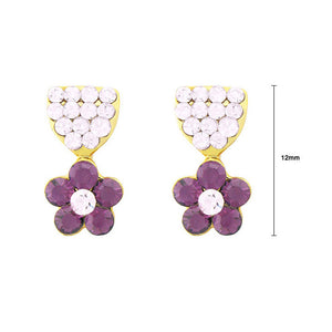 Chic Flower Earrings with Purple and Pink Austrian Element Crystals