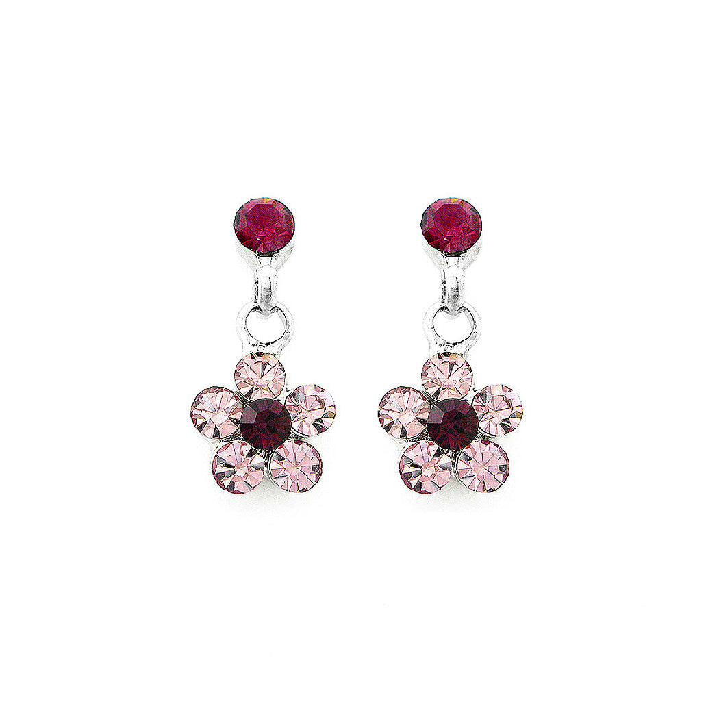 Lovely Peach Bloosom Earrings with Purple and Pink Austrian Element Crystals