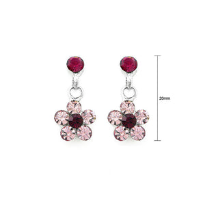 Lovely Peach Bloosom Earrings with Purple and Pink Austrian Element Crystals