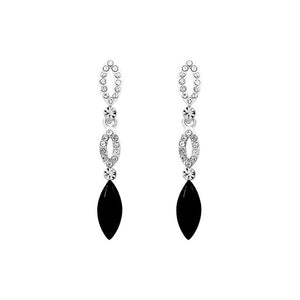 Elegant Marquise Earrings with Silver and Black Austrian Element Crystals