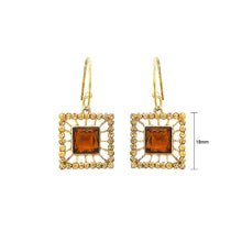 Load image into Gallery viewer, Elegant Square Earrings with Yellowish Copper and Silver Austrian Element Crystals