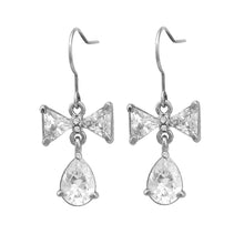 Load image into Gallery viewer, Elegant Ribbon Earrings with Silver Austrian Element Crystal