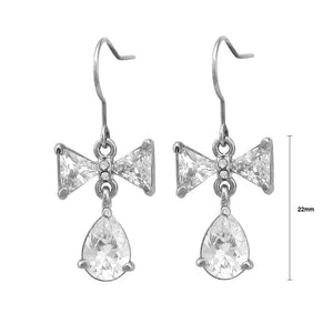 Elegant Ribbon Earrings with Silver Austrian Element Crystal