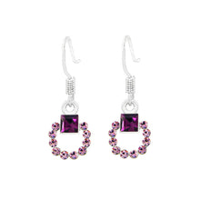 Load image into Gallery viewer, Simple Round Earrings with Purple And Pink Austrian Element Crystals