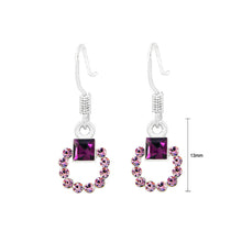 Load image into Gallery viewer, Simple Round Earrings with Purple And Pink Austrian Element Crystals
