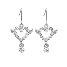 Load image into Gallery viewer, Simple Heart Earrings with Silver Austrian Element Crystal