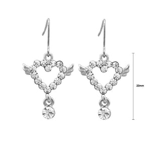 Simple Heart Earrings with Silver Austrian Element Crystal