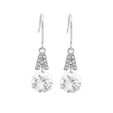 Elegant Round Earrings with Silver Austrian Element Crystal
