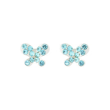 Load image into Gallery viewer, Mini-butterfly Earrings with Blue Austrian Element Crystal