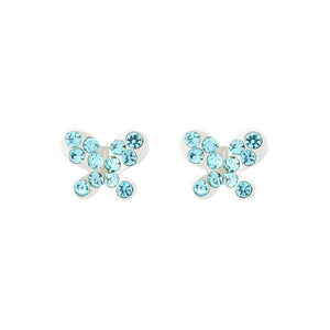 Mini-butterfly Earrings with Blue Austrian Element Crystal