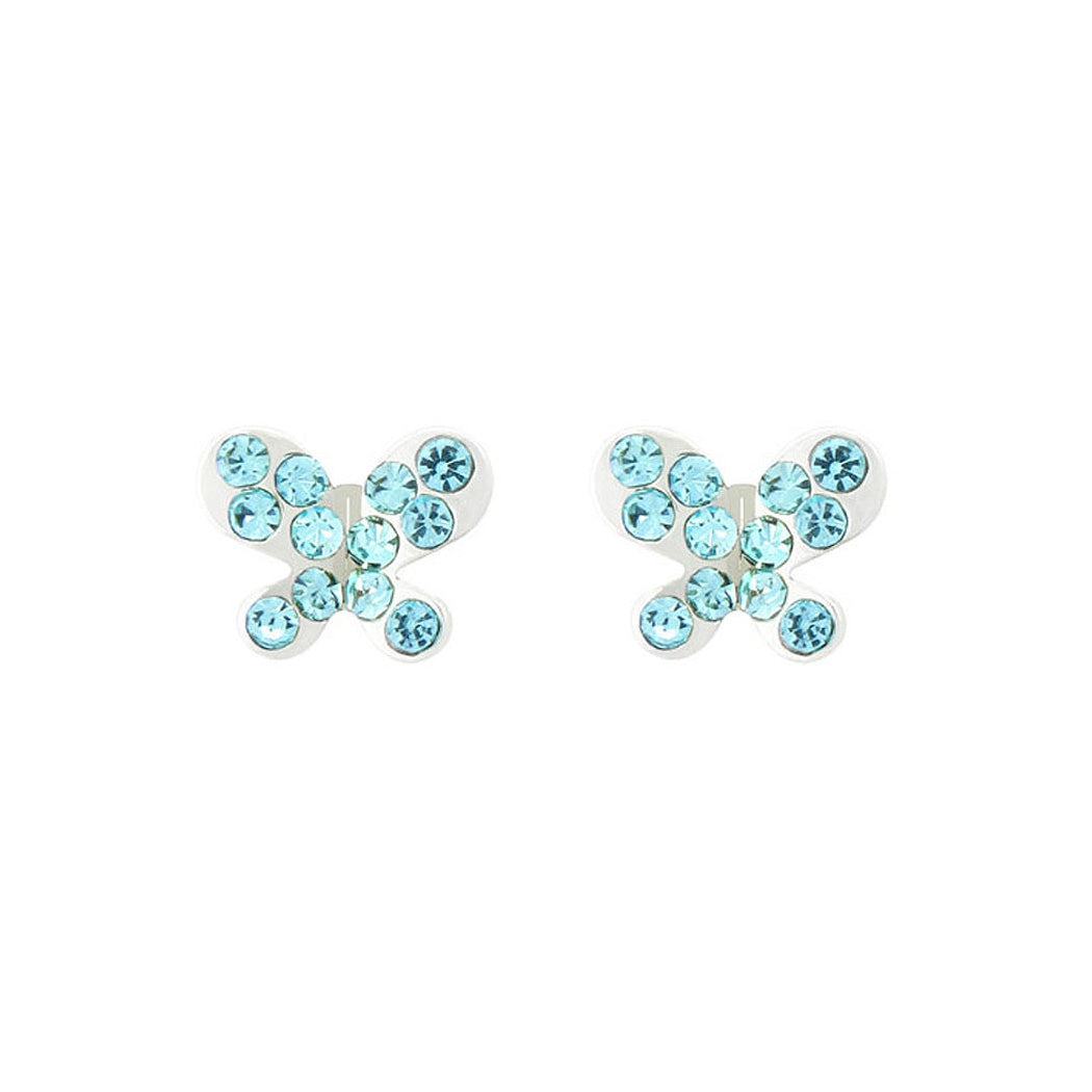 Mini-butterfly Earrings with Blue Austrian Element Crystal
