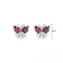 Load image into Gallery viewer, Mini-butterfly Earrings with Pink Austrian Element Crystal
