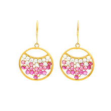 Load image into Gallery viewer, Glimmering Earrings with Pink and Silver Austrian Element Crystals