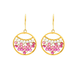 Glimmering Earrings with Pink and Silver Austrian Element Crystals