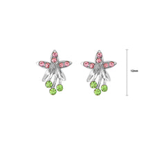 Load image into Gallery viewer, Lovely Flower Earrings with Pink and Green Austrian Element Crystals