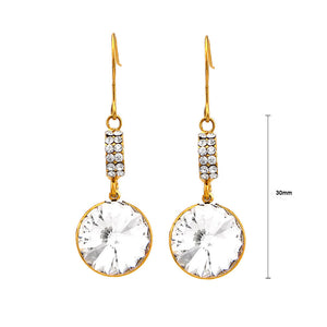 Trendy Round Earrings with Silver Austrian Element Crystal