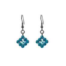 Load image into Gallery viewer, Sparkling Rhombus Earrings with Green and Dark Green Austrian Element Crystals