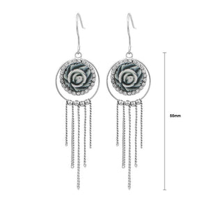 Elegant Rose Earrings with Silver Austrian Element Crystal