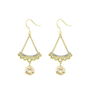 Sparkling Earrings with Silver and Yellow Austrian Element Crystals