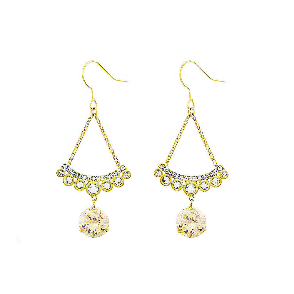 Sparkling Earrings with Silver and Yellow Austrian Element Crystals