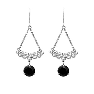 Sparkling Earrings with Silver and Black Austrian Element Crystals