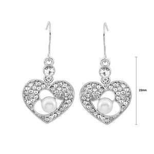 Glistening Earrings with Silver Austrian Element Crystal and White Fashion Pearl