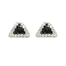 Load image into Gallery viewer, Simple Triangle Earrings with Silver and Black Austrian Element Crystals