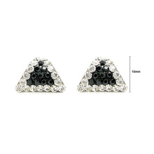Load image into Gallery viewer, Simple Triangle Earrings with Silver and Black Austrian Element Crystals