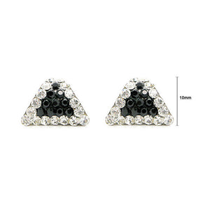 Simple Triangle Earrings with Silver and Black Austrian Element Crystals