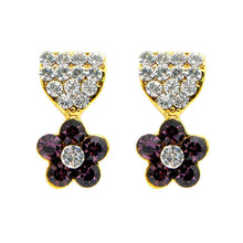 Load image into Gallery viewer, Lovely Flower Earrings with Silver and Purple Austrian Element Crystals