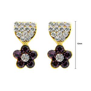 Lovely Flower Earrings with Silver and Purple Austrian Element Crystals