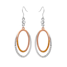 Load image into Gallery viewer, Simple Oval Earrings with Silver and Yellow Austrian Element Crystals