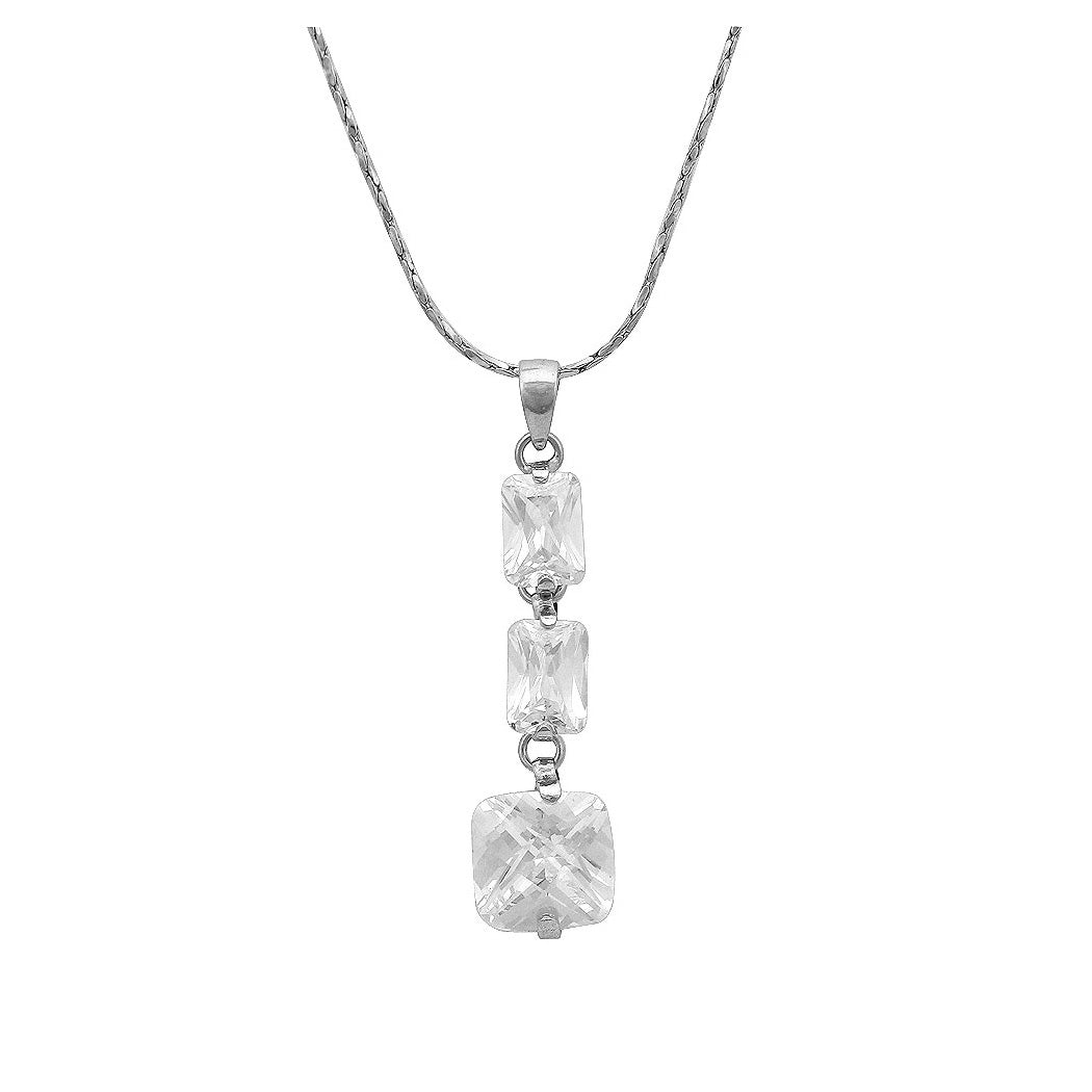 Graceful Princess-cut Necklace with Silver Austrian Element Crystal