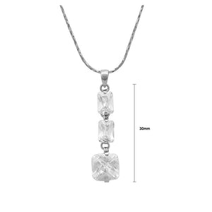Graceful Princess-cut Necklace with Silver Austrian Element Crystal