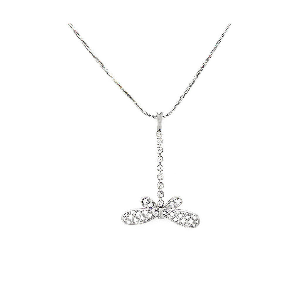Lovely Dragonfly Necklace with Silver Austrian Element Crystal