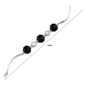 Simple Octagonal Bracelet with Silver and Black Austrian crystals